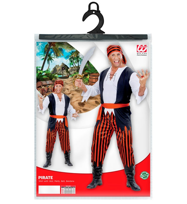 Karibischer Pirat Kostüm mit Hemd, Weste, Hose, Gürtel und Bandana