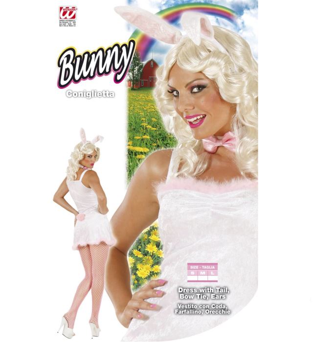 Bunny-Kostüm mit Schwanz, Fliege und Hasenohren für Fasnacht und Karneval