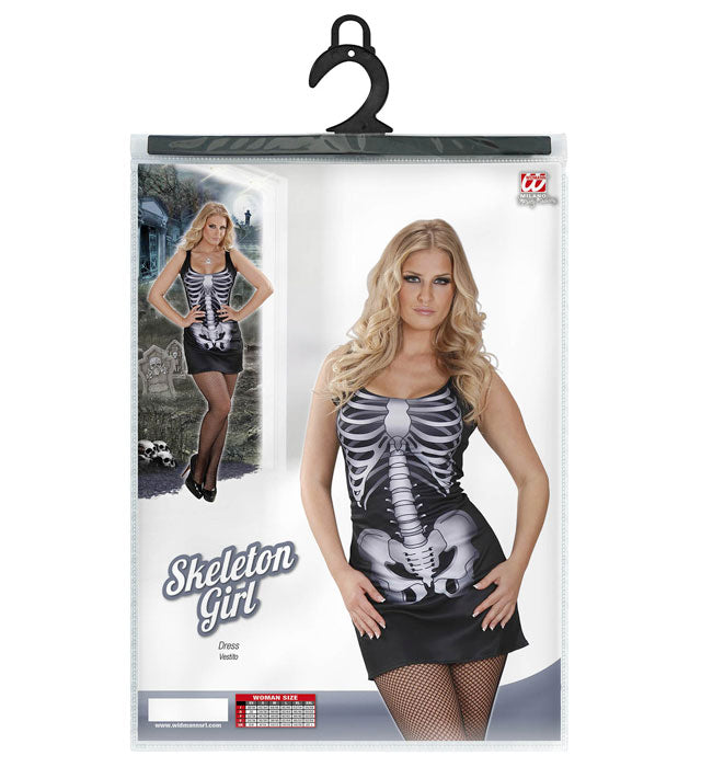 Skeleton Girl Kleid mit Skelett-Design für Fasnacht und Karneval