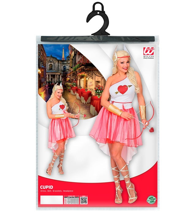 Cupido Kostüm-Set mit Kleid, Gürtel, Armbändern und Kopfschmuck für Fasnacht