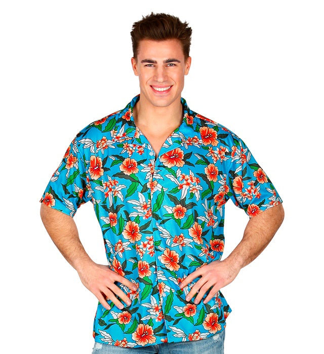 Buntes Hawaiihemd mit tropischem Blumenmuster für Fasnacht und Karneval