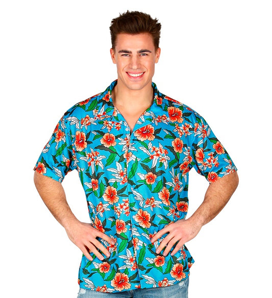 Buntes Hawaiihemd mit tropischem Blumenmuster für Fasnacht und Karneval