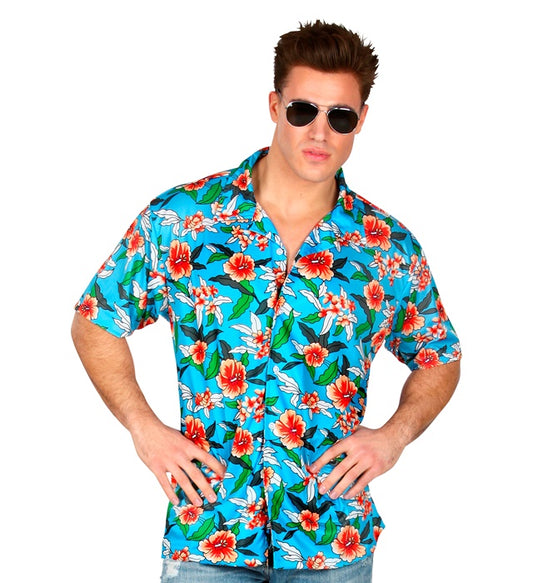 Buntes Hawaiihemd mit tropischem Blumenmuster für Fasnacht und Karneval