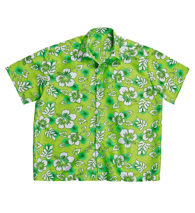 Grünes Hawaiihemd mit tropischem Muster für Fasnacht und Mottopartys