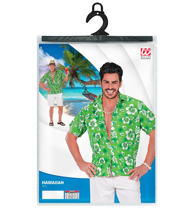 Grünes Hawaiihemd mit tropischem Muster für Fasnacht und Mottopartys