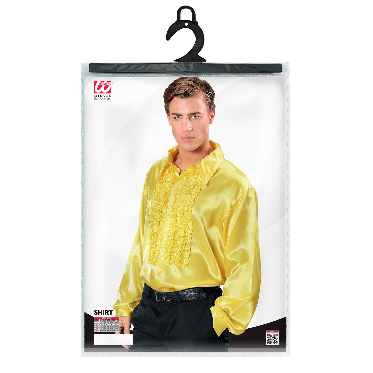 "70er JAHRE DISCO FASHION - GELB" (Rüschenhemd aus Satin) – Ansicht 3