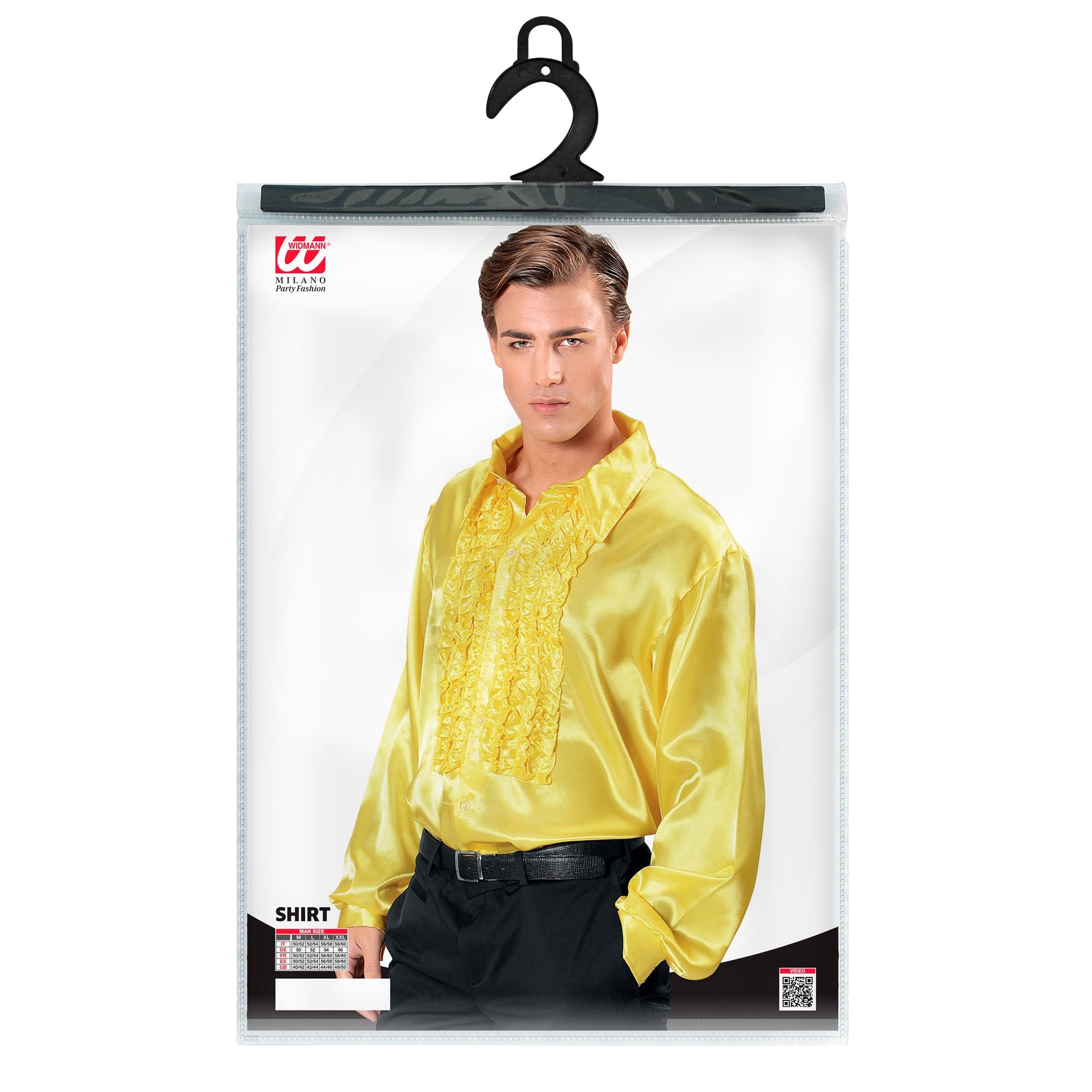 "70er JAHRE DISCO FASHION - GELB" (Rüschenhemd aus Satin) – Ansicht 3