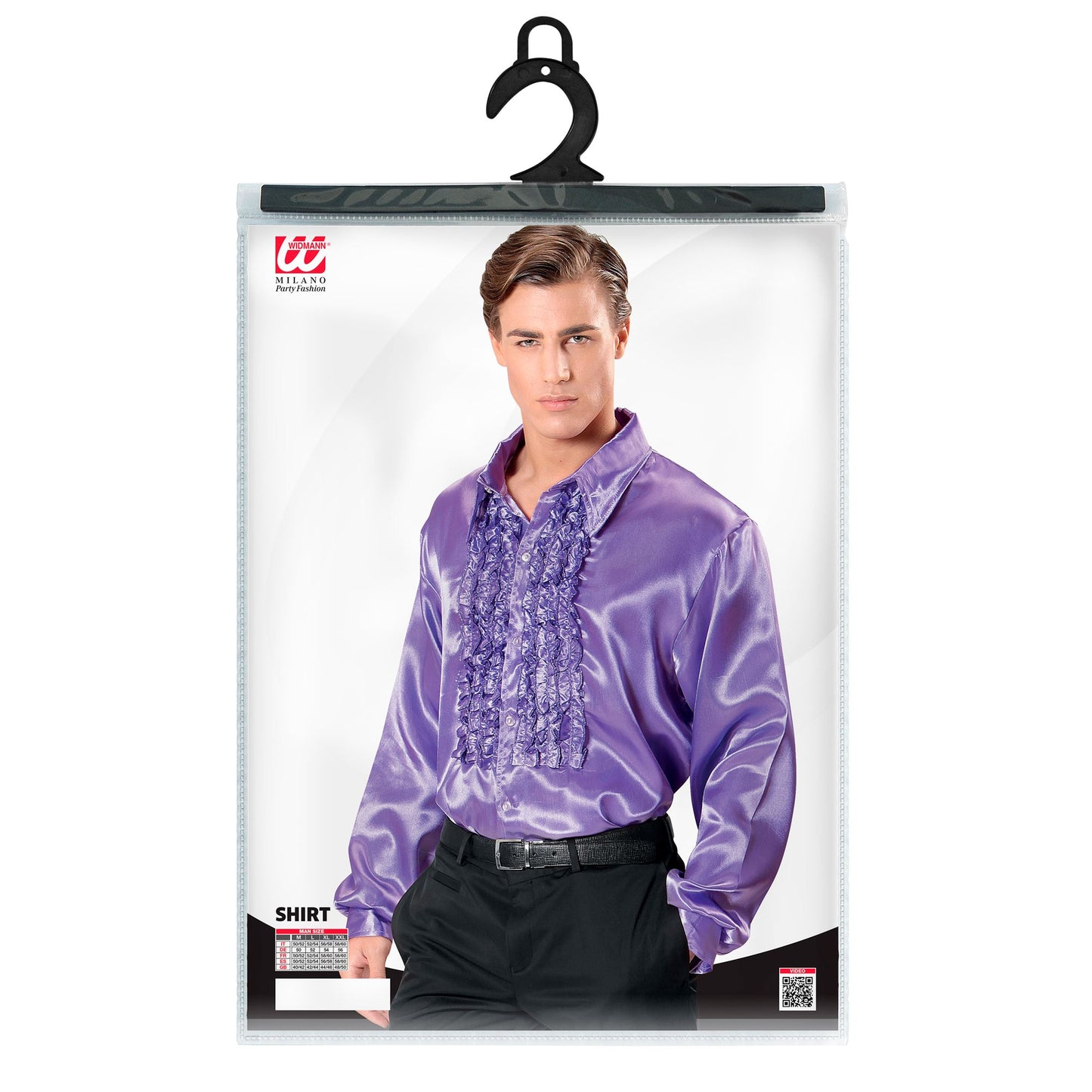 "70er JAHRE DISCO FASHION - VIOLETT" (Rüschenhemd aus Satin) – Ansicht 3