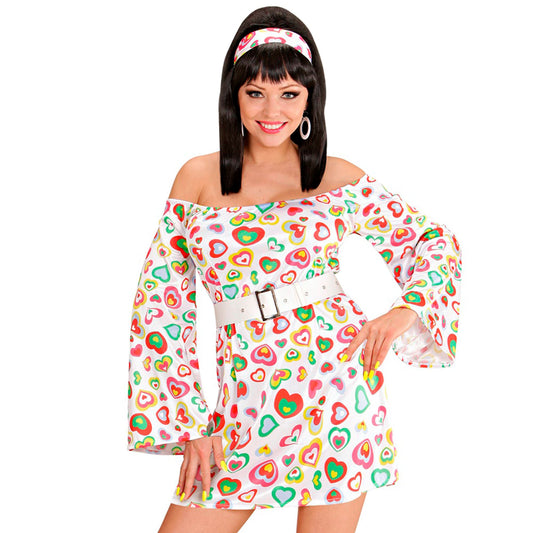 "70s MOD" (Kleid, Gürtel, Stirnband) – Vorderansicht