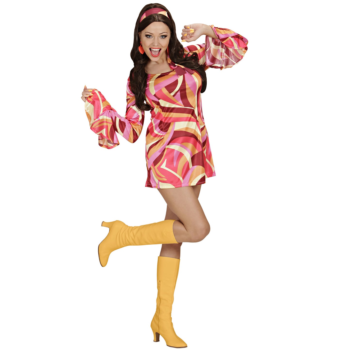 "70s MOD" sort. in 3 Farben (Kleid, Stirnband) – Detailansicht
