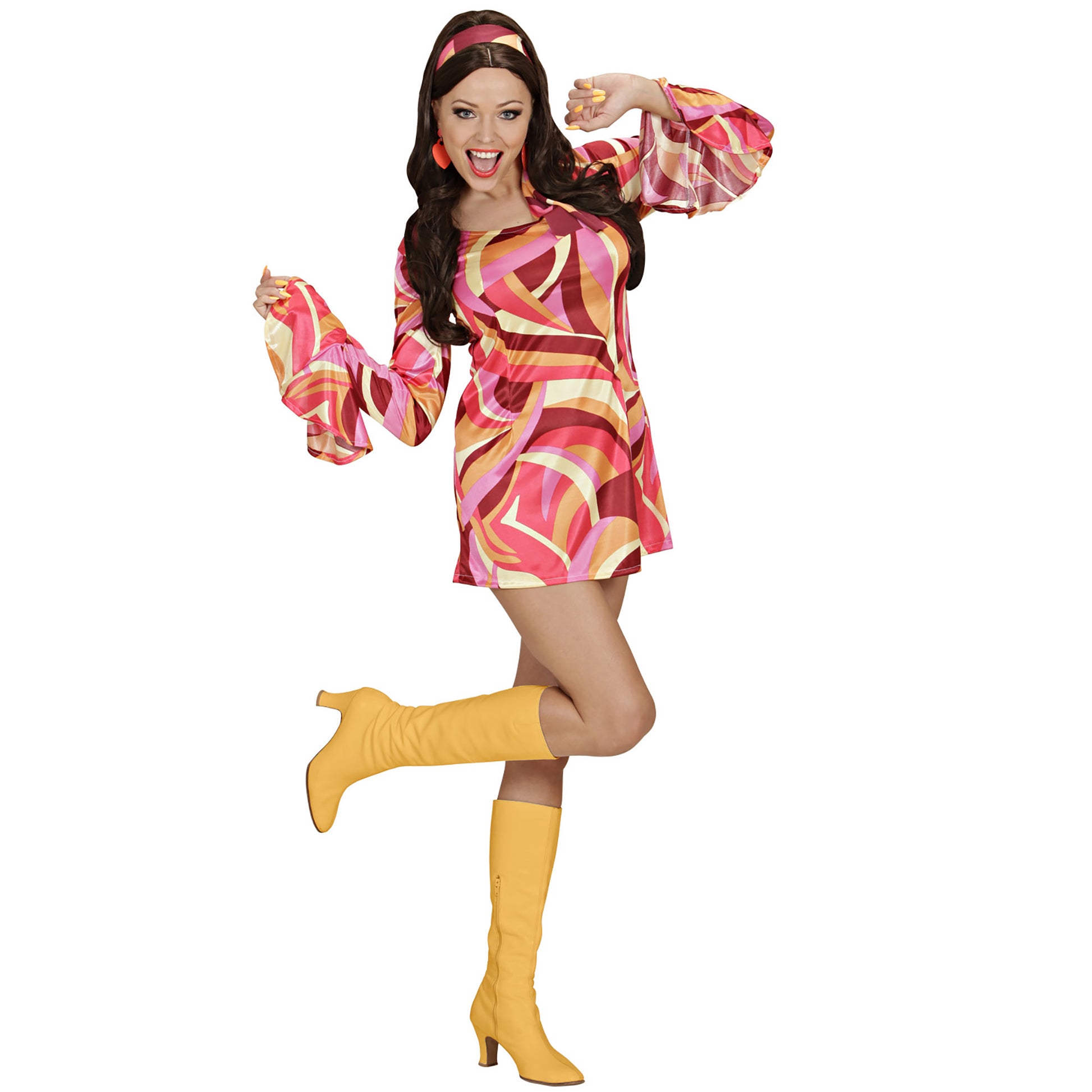 "70s MOD" sort. in 3 Farben (Kleid, Stirnband) – Detailansicht