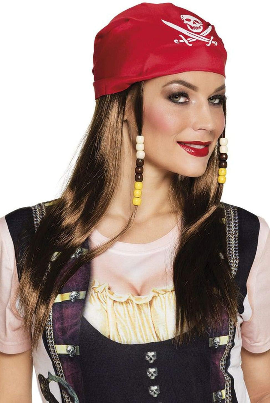 Boland Kostümperücke Piratenperücke Mary mit rot-schwarzem Bandana Einheitsgrösse