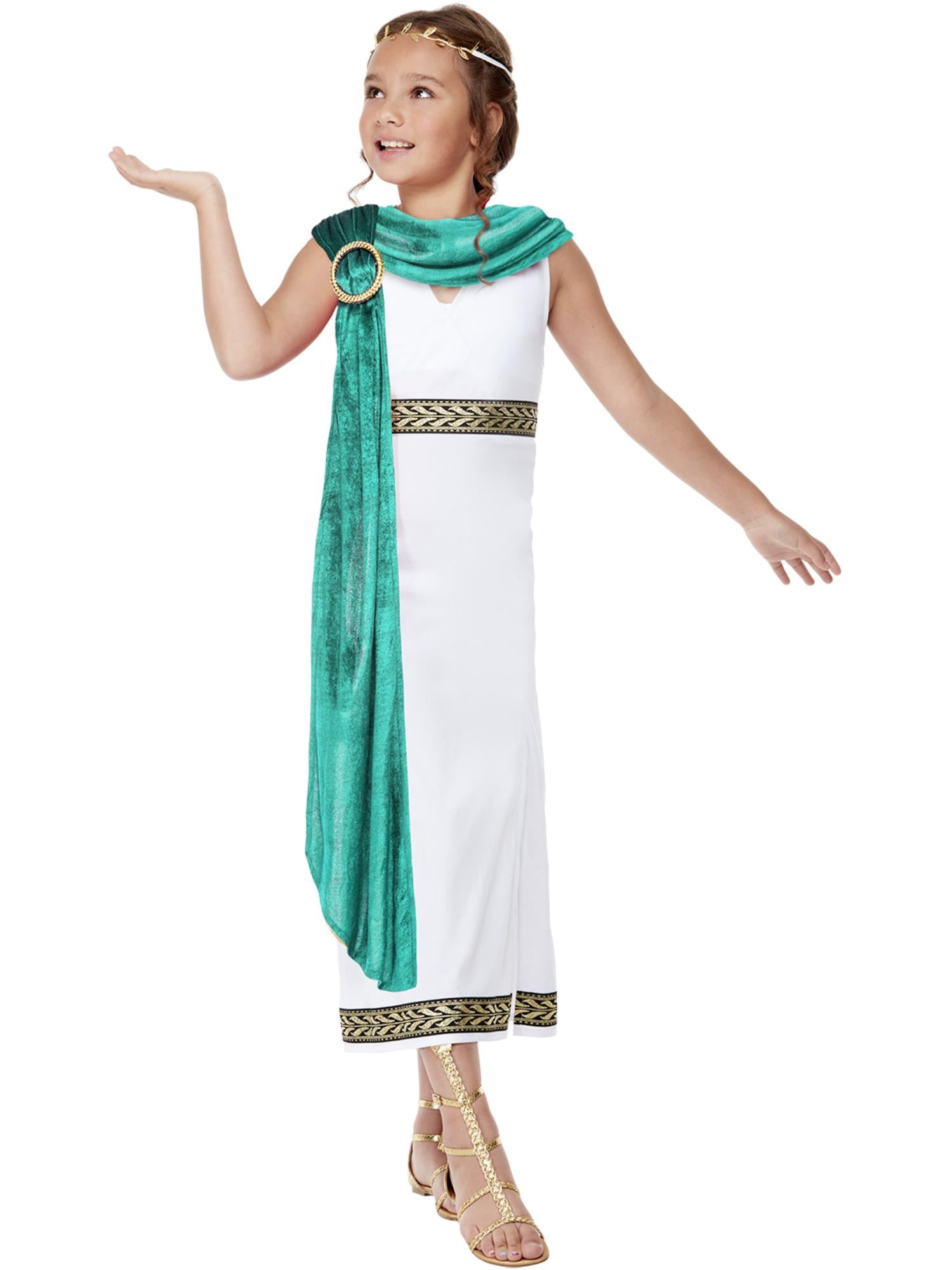 Smiffys Grecian Mädchenkostüm mit weisser Toga und Headband