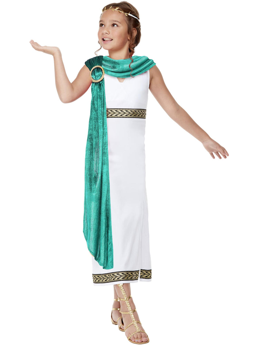 Smiffys Grecian Mädchenkostüm mit weisser Toga und Headband