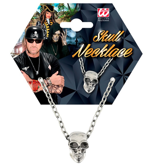 Schwarze Totenkopf-Kette als Halloween-Accessoire