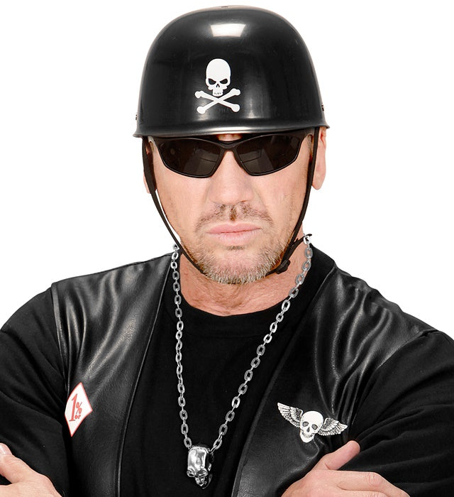 Schwarze Totenkopf-Kette als Halloween-Accessoire