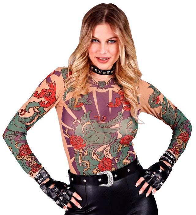 Tattoo-Shirt mit realistischen Engelsflügeln auf dem Rücken
