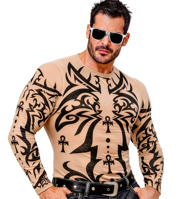 Tribal Tattoo Shirt mit realistischem Tattoo-Design für Fasnacht und Karneval