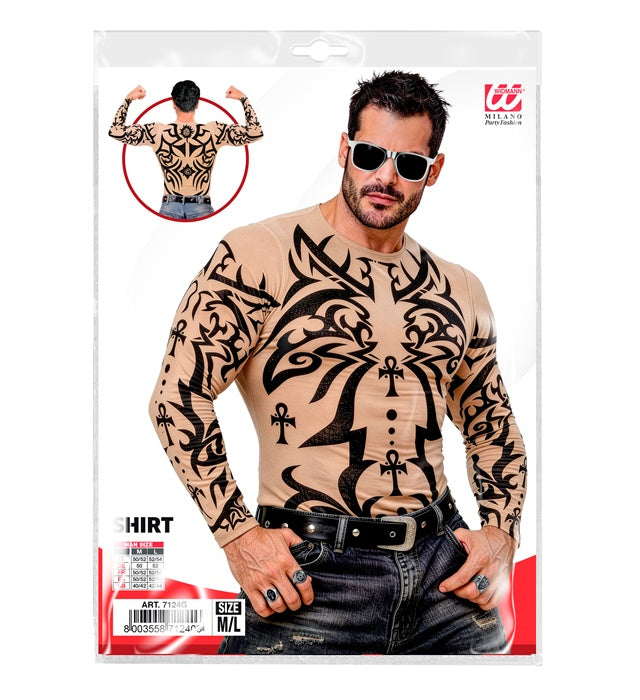 Tribal Tattoo Shirt mit realistischem Tattoo-Design für Fasnacht und Karneval