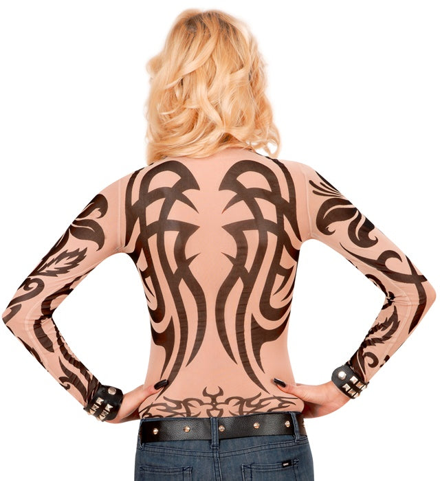 Realistisches Tribal Tattoo Shirt mit detailreichem Tattoo-Motiv für Fasnacht