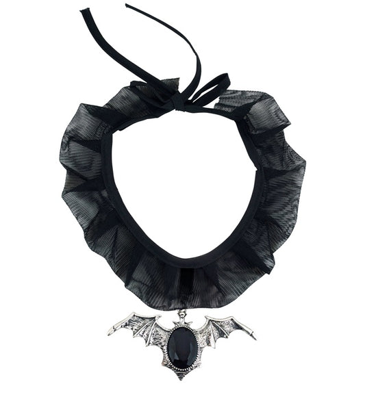 GOTISCHE FLEDERMAUS HALSKETTE MIT SCHWARZEM EDELSTEIN Schwarz