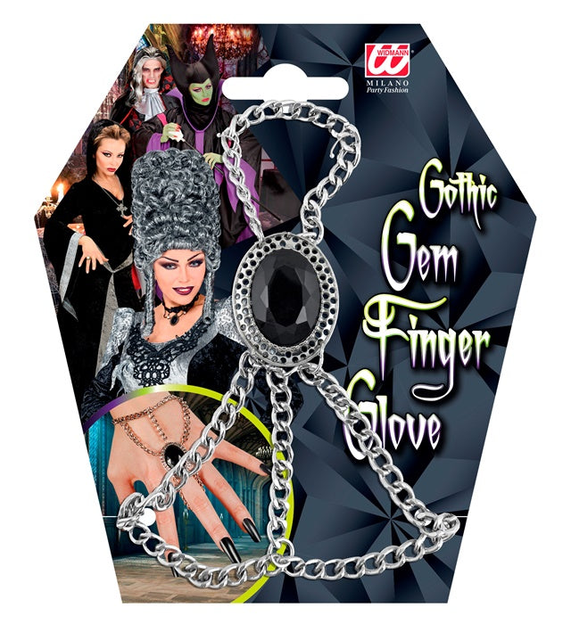 Gothische Handgelenk-Kette mit schwarzem Edelstein-Medaillon