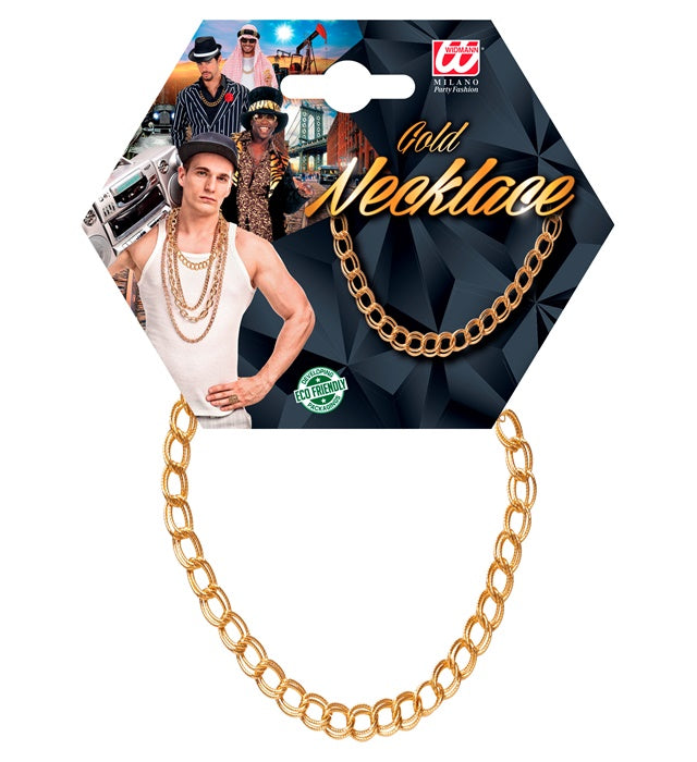 Goldene Halskette 60 cm als Fasnacht Accessoire