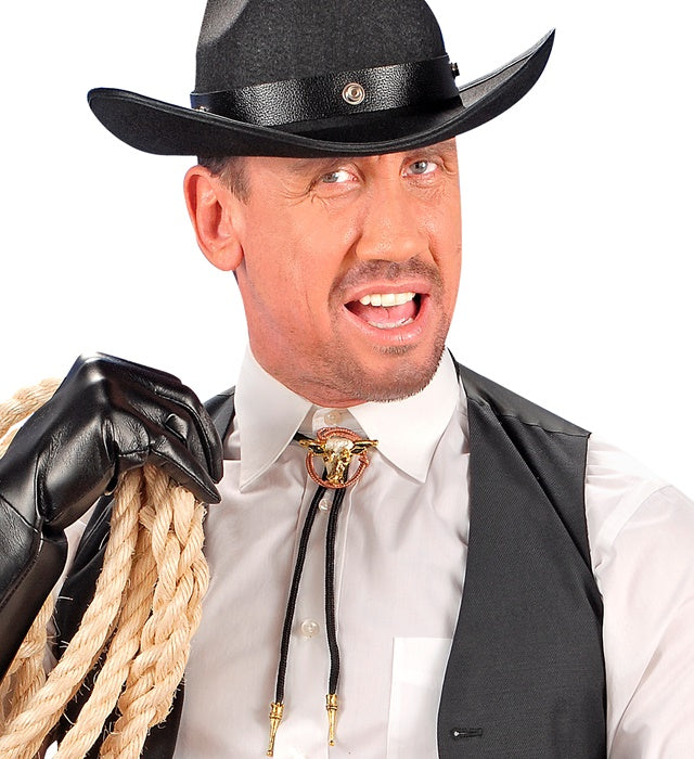 Luxuriöse Cowboy-Stringtie in Western-Optik für Fasnacht und Karneval