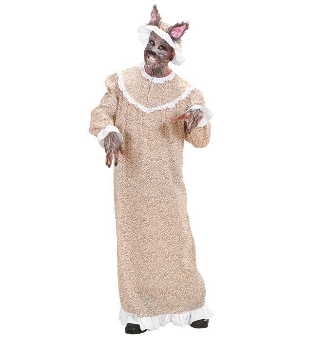OMA BÖSER WOLF Kostüm mit Kleid und Haube für Fasnacht