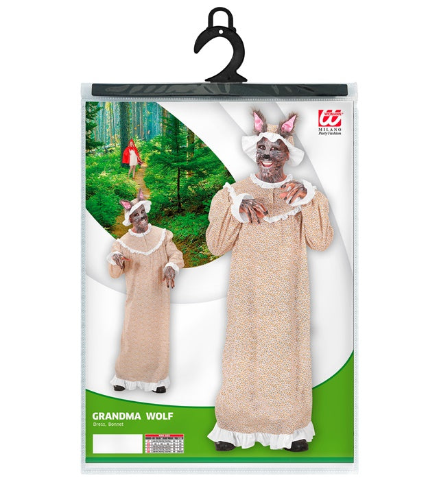 OMA BÖSER WOLF Kostüm mit Kleid und Haube für Fasnacht