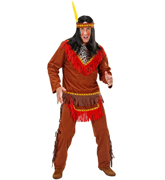 Indianer-Kostüm bestehend aus Kasack, Hose und Stirnband mit Feder