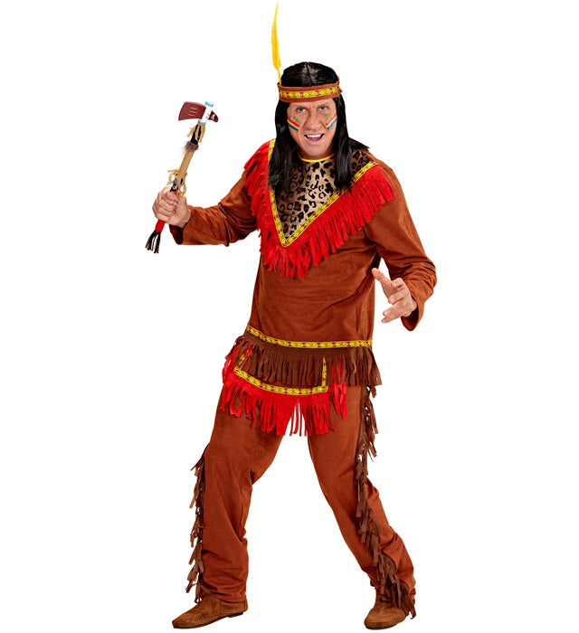 Indianer-Kostüm bestehend aus Kasack, Hose und Stirnband mit Feder
