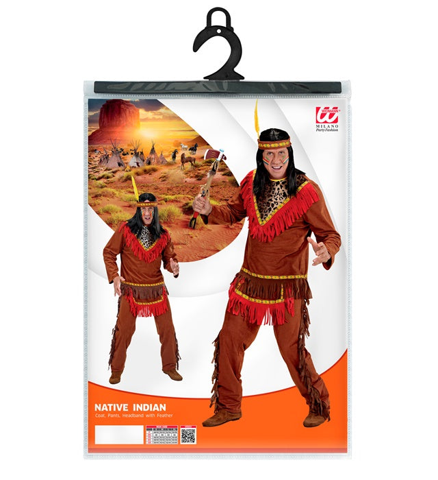 Indianer-Kostüm bestehend aus Kasack, Hose und Stirnband mit Feder