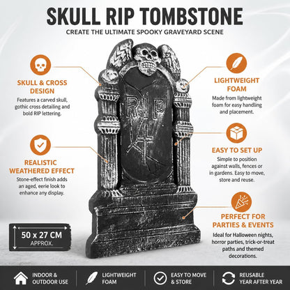 Halloween-Grabstein-Dekoration Halloween-Grabstein Flying Skull 50 × 30 cm