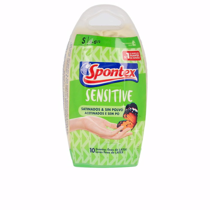 SPONTEX SPONTEX Latex Handschuhe Sensitive Satiniert Ohne Puder Größe S Kosmetik