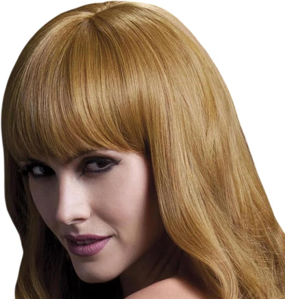 Isabelle Perücke aus der Fever Kollektion, kastanienbraun, lange seidige Locken mit Pony
