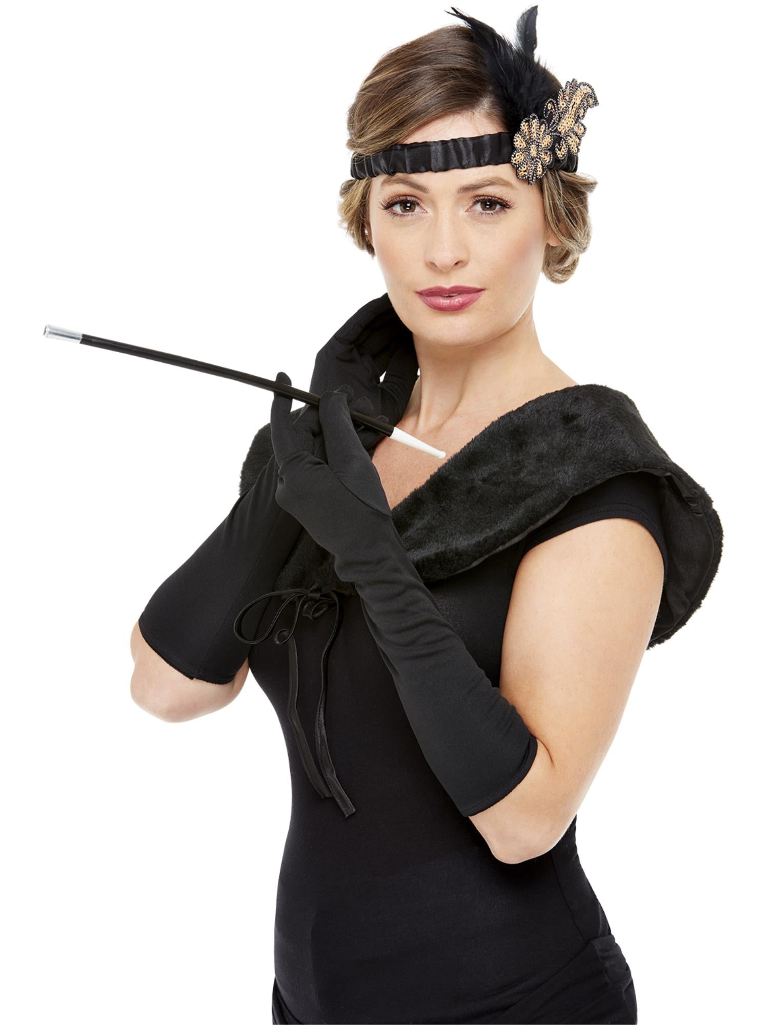 Smiffys 1920er-Accessoire-Set Deluxe in Schwarz und Gold für Damen