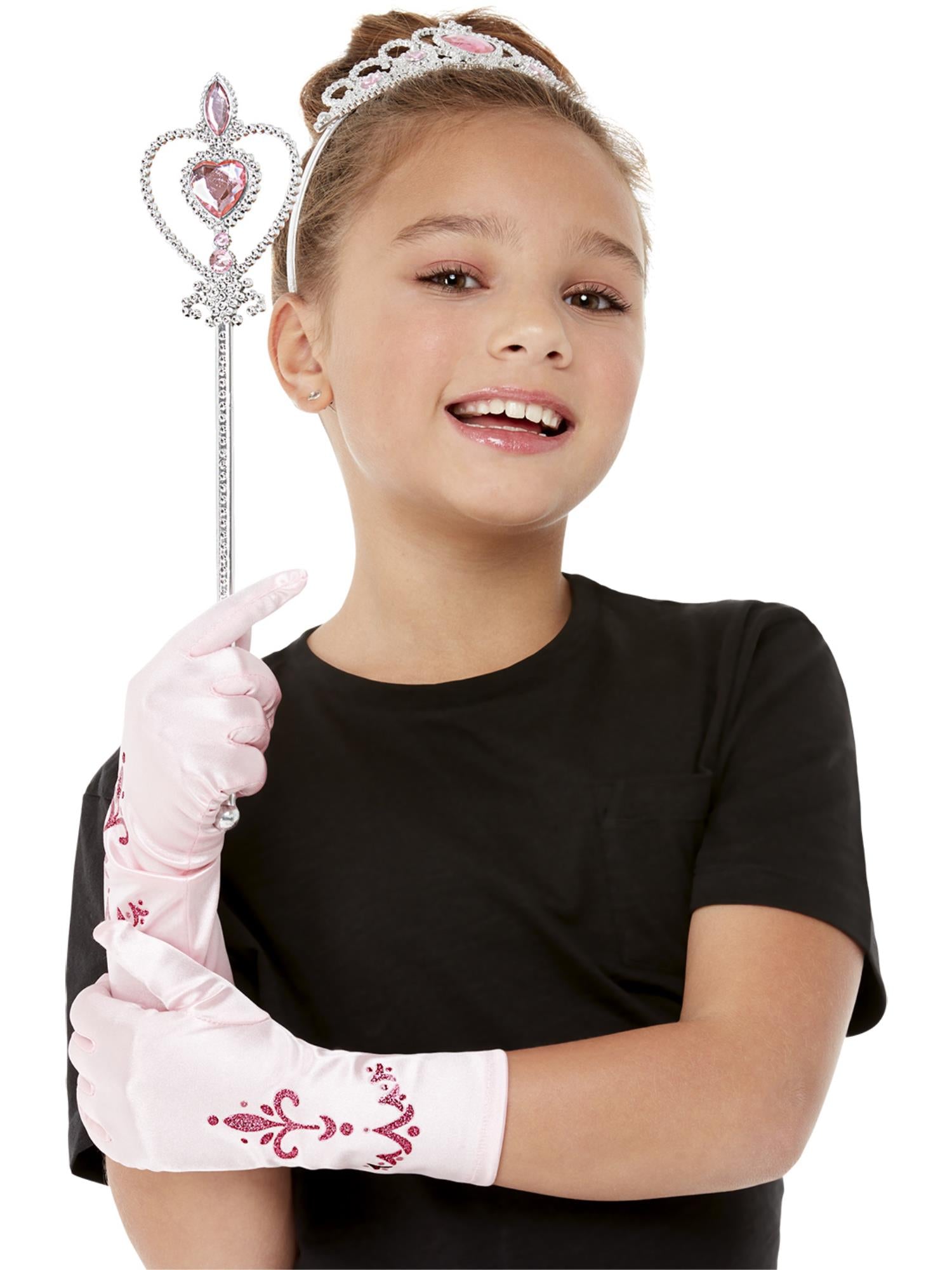 Smiffys Pink Princess Kit für Mädchen mit Wand, Tiara und Handschuhen