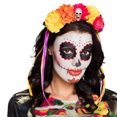 Boland Haarschmuck Stirnband La Pelona Stirnband mit Blumenkranz – Dia de los Muertos
