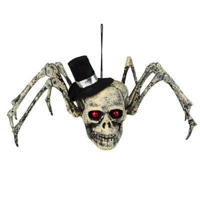 Boland Spinnenschädel mit Hut – Halloween-Dekoration aus Polyresin