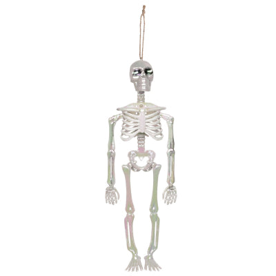 Boland Halloween-Dekoration Skelett-Hängedekoration mit irisierendem Perlmutt-Finish 32 cm