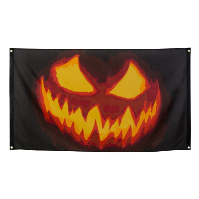 Boland Dekoration Halloween Halloween-Gartenflagge mit gruseligem Kürbis 90 × 150 cm