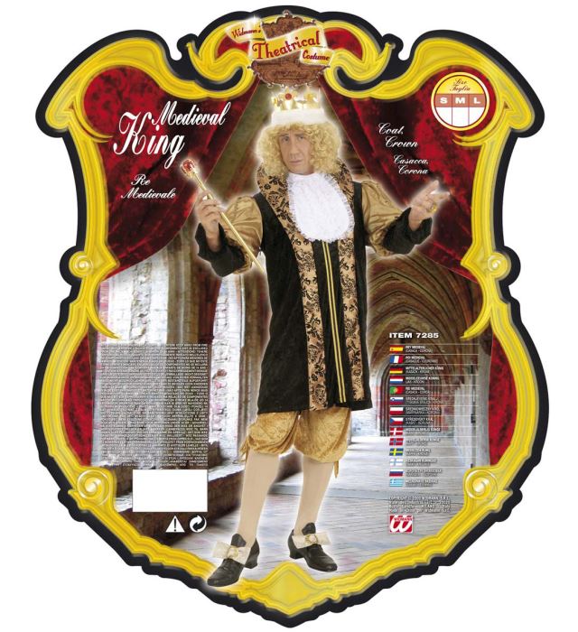 Mittelalterlicher König Kasack mit goldener Krone als Fasnachtskostüm