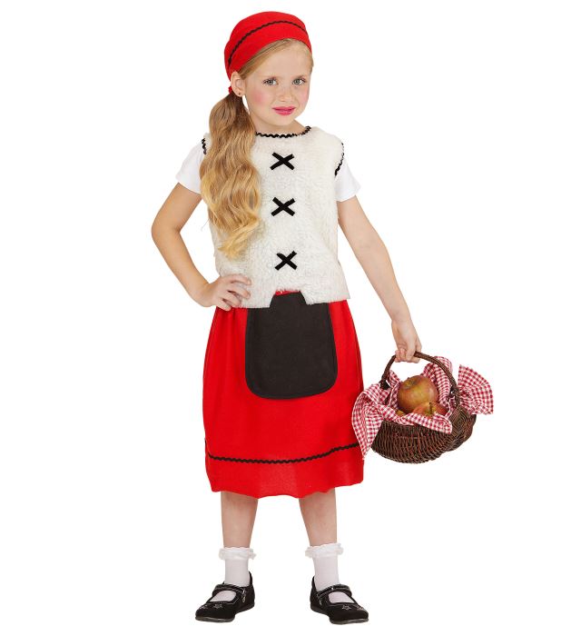 Bauernmädchen-Kostüm mit Weste, Rock und Kopftuch für Fasnacht