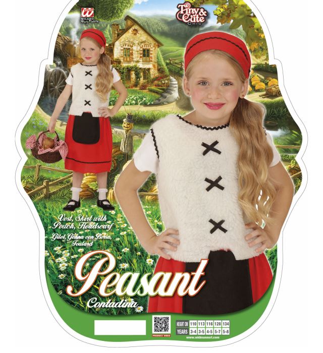 Bauernmädchen-Kostüm mit Weste, Rock und Kopftuch für Fasnacht