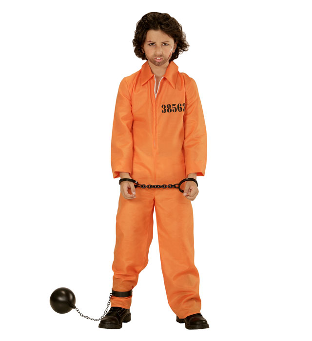 Häftling Overall Kostüm mit schwarz-weissen Streifen für Fasnacht und Karneval