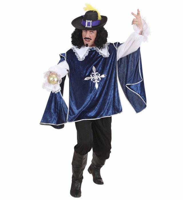 Blaues Musketeir-Hemd für Fasnacht und Karneval im klassischen Stil