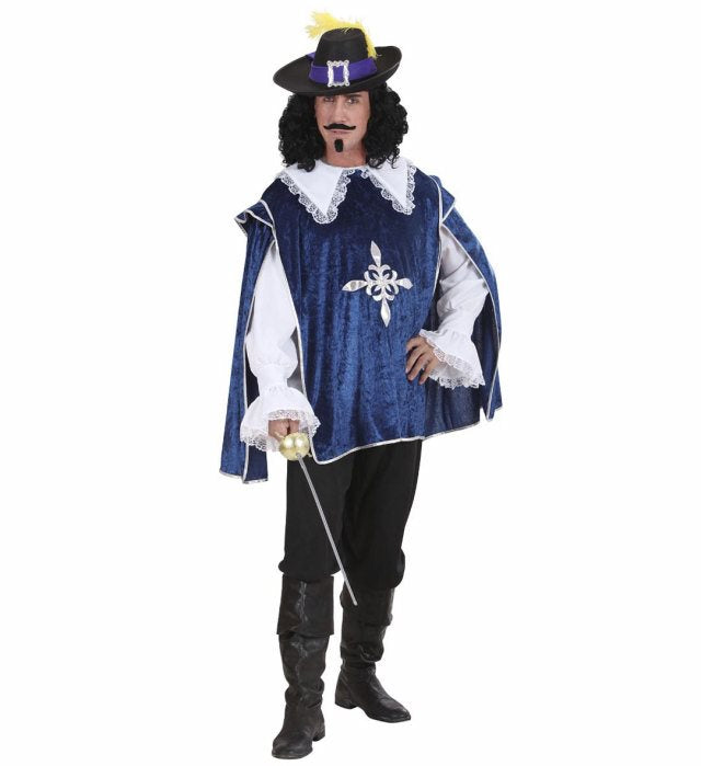 Blaues Musketeir-Hemd für Fasnacht und Karneval im klassischen Stil