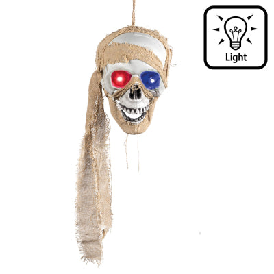 Boland Halloween-Hängedekoration Animierte Piratenschädel-Hängedekoration mit LED-Augen 53 cm –