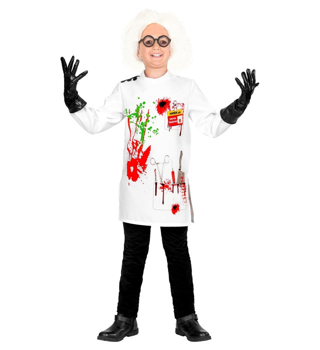Mad Scientist Laborkittel mit Handschuhen für Fasnacht Kostüm